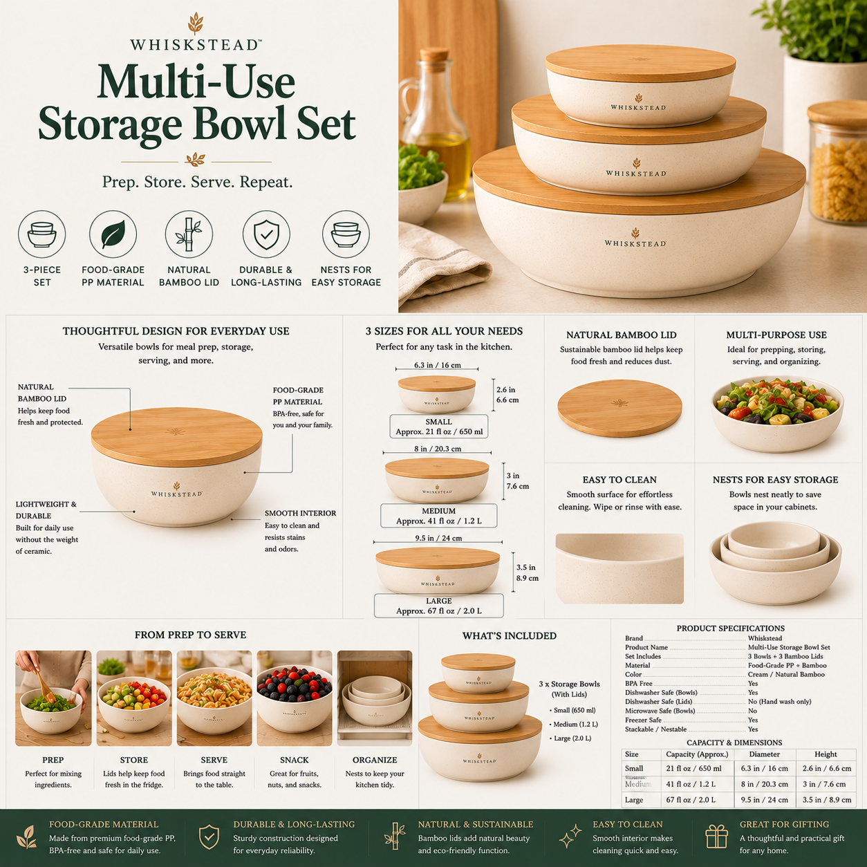 Whiskstead® Multi-Use Storage Bowl Set