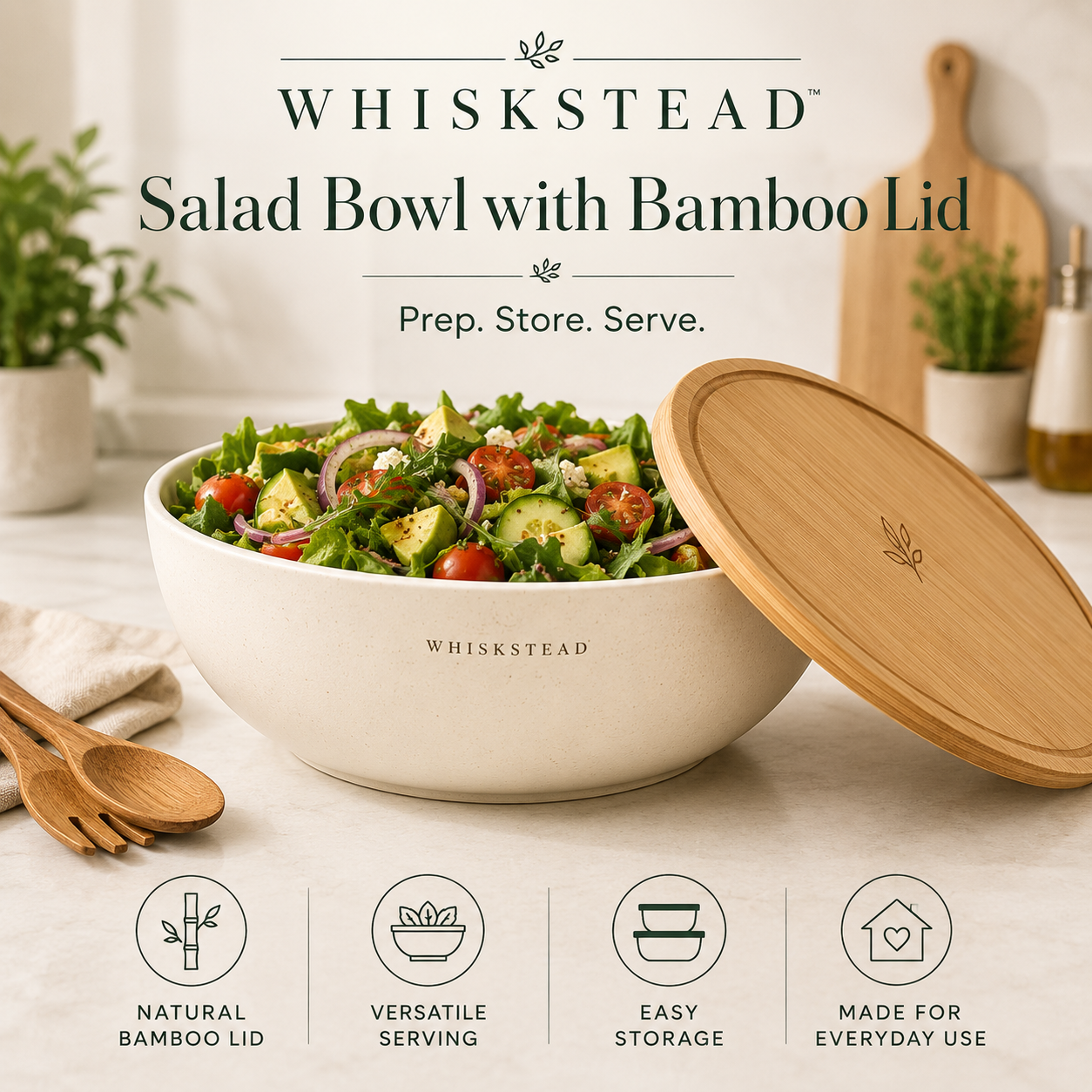 Whiskstead® Salad Bowl with Bamboo Lid