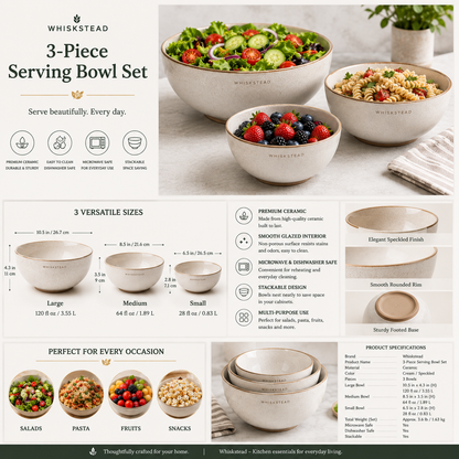 Whiskstead® 3-Piece Serving Bowl Set