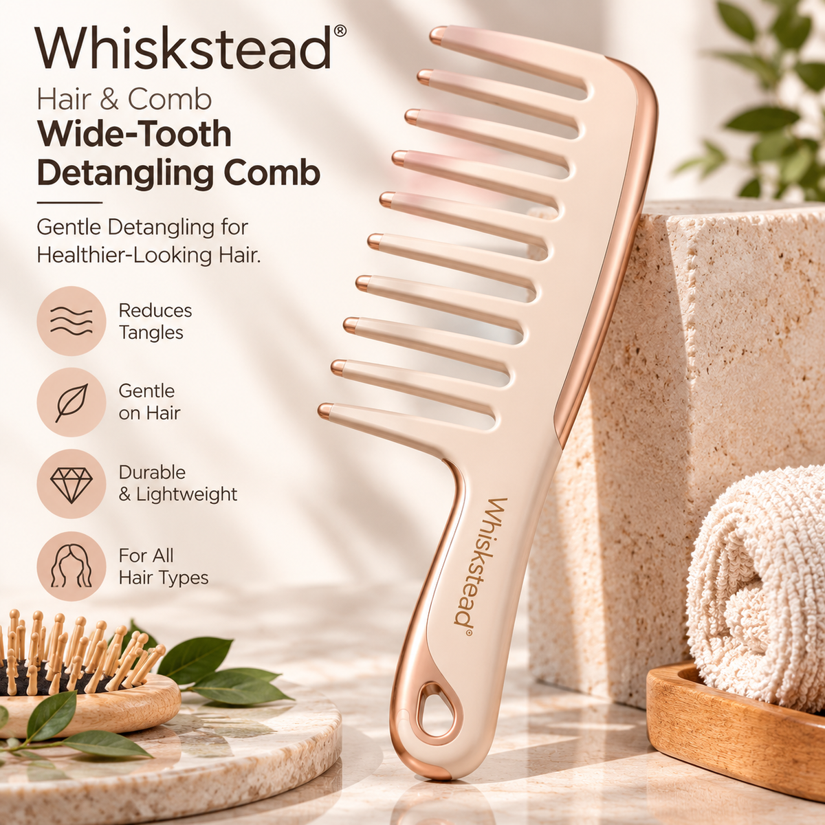 Whiskstead® Hair & Comb Wide-Tooth Detangling Comb