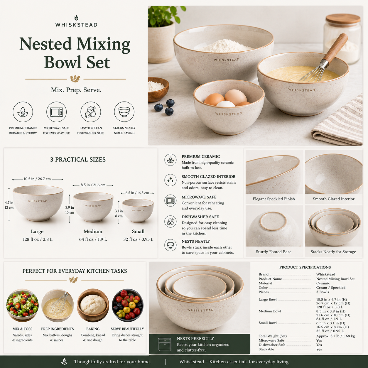 Whiskstead® Nested Mixing Bowl Set