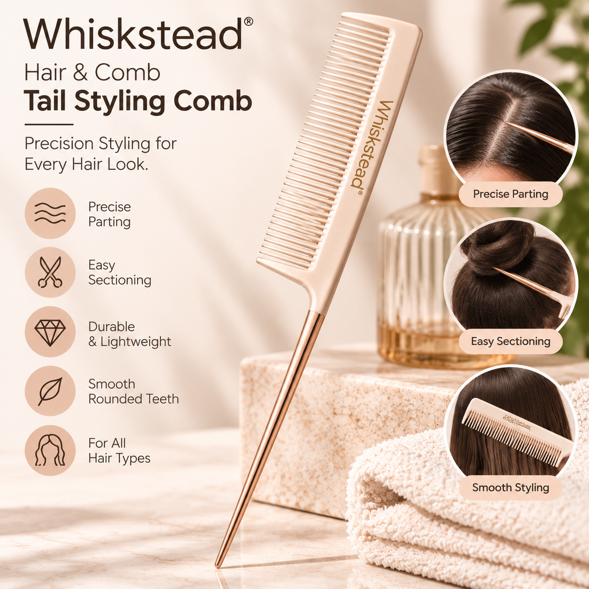 Whiskstead® Hair & Comb Tail Styling Comb