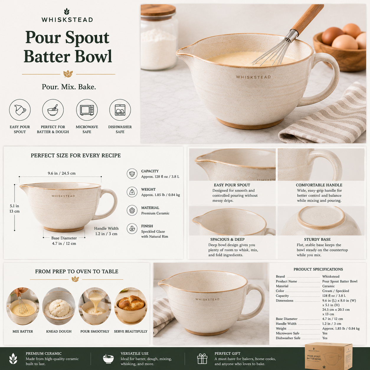 Whiskstead® Pour Spout Batter Bowl