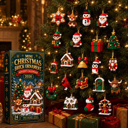 🎄🧱 SVOZK® Build & Hang Christmas Countdown – 24 Mini Holiday Brick Ornaments
