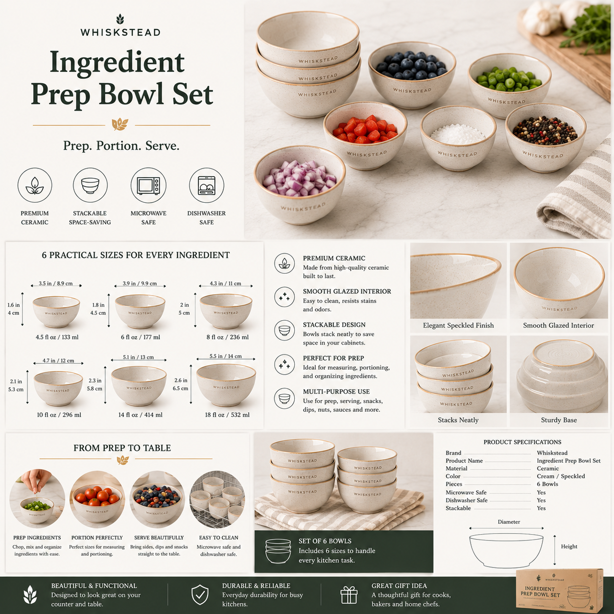 Whiskstead® Ingredient Prep Bowl Set