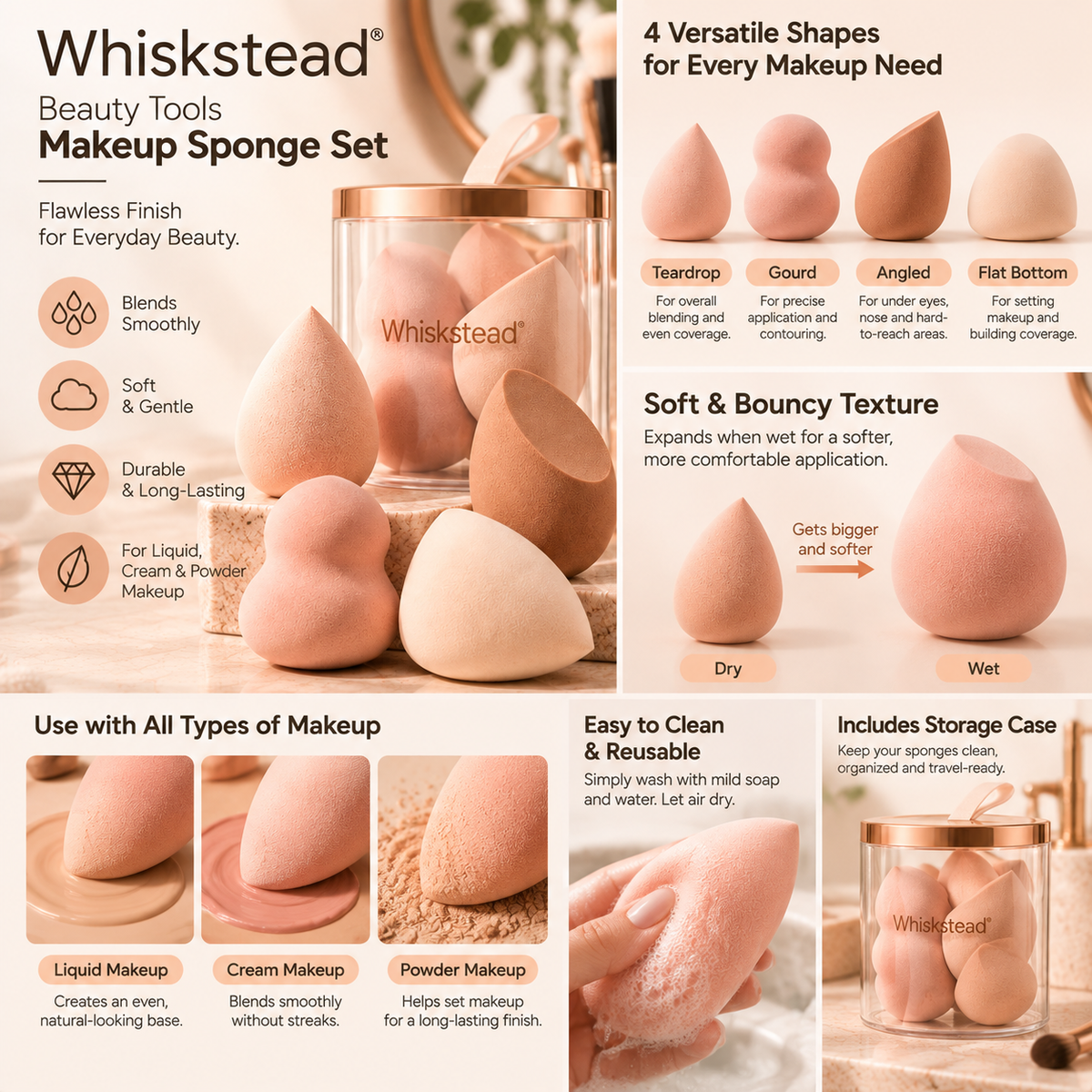 Whiskstead® Beauty Tools Makeup Sponge Set