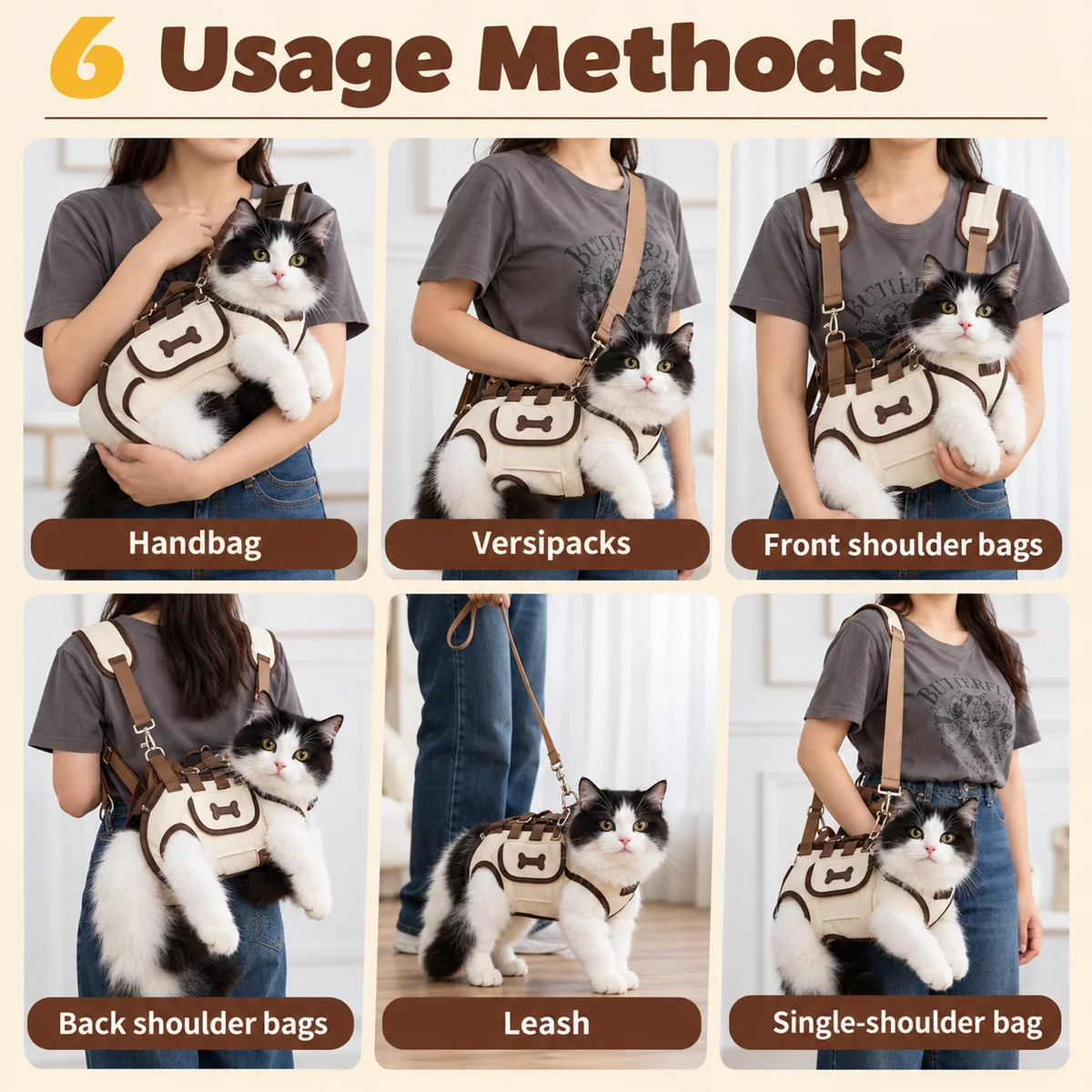 LuckySong® Multifunctional Pet Backpack with Strap for Cats & Dogs 🐾